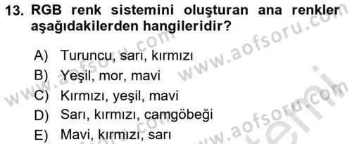 Grafik Üretim Ve Dijital Çoğaltım Teknikleri Dersi 2025 - 2026 Yılı Yaz Okulu Sınav Soruları 13. Soru