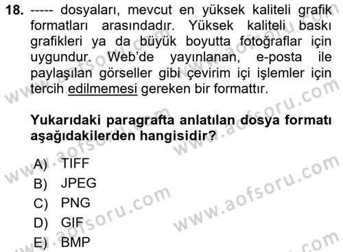 Grafik Üretim Ve Dijital Çoğaltım Teknikleri Dersi 2025 - 2026 Yılı Yaz Okulu Sınav Soruları 18. Soru