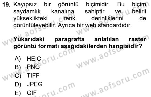Grafik Üretim Ve Dijital Çoğaltım Teknikleri Dersi 2025 - 2026 Yılı Yaz Okulu Sınav Soruları 19. Soru