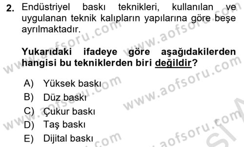 Grafik Üretim Ve Dijital Çoğaltım Teknikleri Dersi 2025 - 2026 Yılı Yaz Okulu Sınav Soruları 2. Soru
