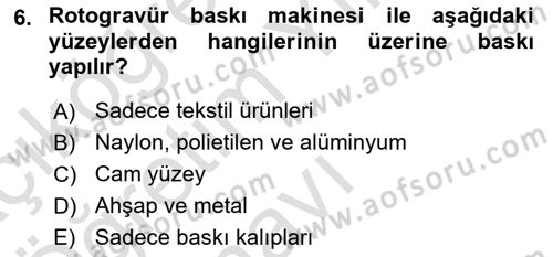 Grafik Üretim Ve Dijital Çoğaltım Teknikleri Dersi 2025 - 2026 Yılı Yaz Okulu Sınav Soruları 6. Soru
