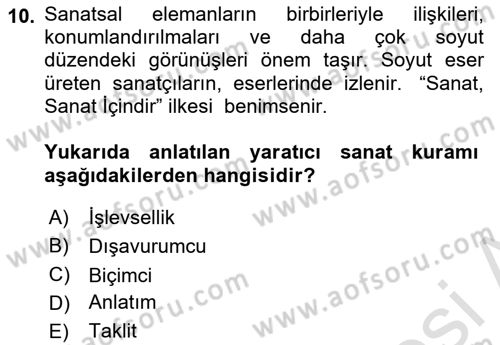 Görsel Tasarımda Yaratıcı Düşünme Teknikleri Dersi 2022 - 2023 Yılı (Vize) Ara Sınav Soruları 10. Soru
