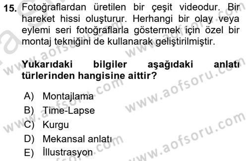 Görsel Tasarımda Yaratıcı Düşünme Teknikleri Dersi 2022 - 2023 Yılı (Vize) Ara Sınavı 15. Soru