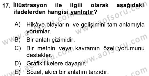 Görsel Tasarımda Yaratıcı Düşünme Teknikleri Dersi 2022 - 2023 Yılı (Vize) Ara Sınav Soruları 17. Soru