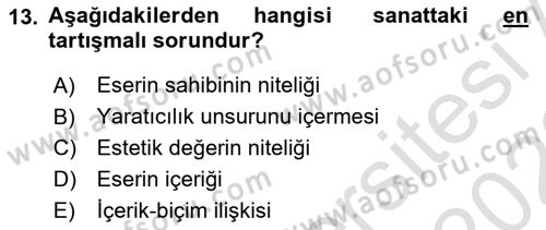 Görsel Tasarımda Yaratıcı Düşünme Teknikleri Dersi 2022 - 2023 Yılı (Final) Dönem Sonu Sınav Soruları 13. Soru