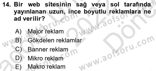 Görsel Tasarımda Yaratıcı Düşünme Teknikleri Dersi 2022 - 2023 Yılı (Final) Dönem Sonu Sınav Soruları 14. Soru