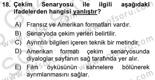 Görsel Tasarımda Yaratıcı Düşünme Teknikleri Dersi 2022 - 2023 Yılı (Final) Dönem Sonu Sınav Soruları 18. Soru