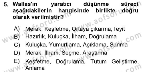 Görsel Tasarımda Yaratıcı Düşünme Teknikleri Dersi 2022 - 2023 Yılı (Final) Dönem Sonu Sınav Soruları 5. Soru