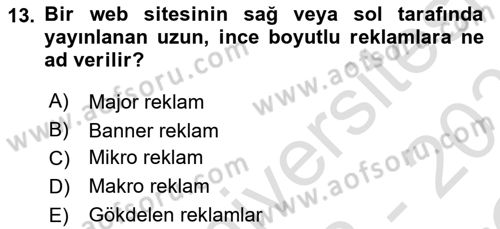 Görsel Tasarımda Yaratıcı Düşünme Teknikleri Dersi 2022 - 2023 Yılı Yaz Okulu Sınav Soruları 13. Soru