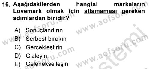 Görsel Tasarımda Yaratıcı Düşünme Teknikleri Dersi 2022 - 2023 Yılı Yaz Okulu Sınav Soruları 16. Soru