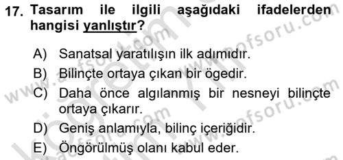 Görsel Tasarımda Yaratıcı Düşünme Teknikleri Dersi 2022 - 2023 Yılı Yaz Okulu Sınav Soruları 17. Soru