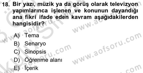 Görsel Tasarımda Yaratıcı Düşünme Teknikleri Dersi 2022 - 2023 Yılı Yaz Okulu Sınav Soruları 18. Soru