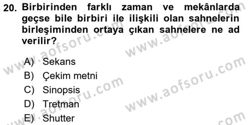 Görsel Tasarımda Yaratıcı Düşünme Teknikleri Dersi 2022 - 2023 Yılı Yaz Okulu Sınav Soruları 20. Soru