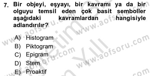Görsel Tasarımda Yaratıcı Düşünme Teknikleri Dersi 2022 - 2023 Yılı Yaz Okulu Sınav Soruları 7. Soru