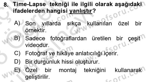 Görsel Tasarımda Yaratıcı Düşünme Teknikleri Dersi 2022 - 2023 Yılı Yaz Okulu Sınav Soruları 8. Soru