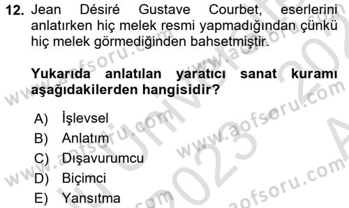 Görsel Tasarımda Yaratıcı Düşünme Teknikleri Dersi 2023 - 2024 Yılı (Vize) Ara Sınav Soruları 12. Soru