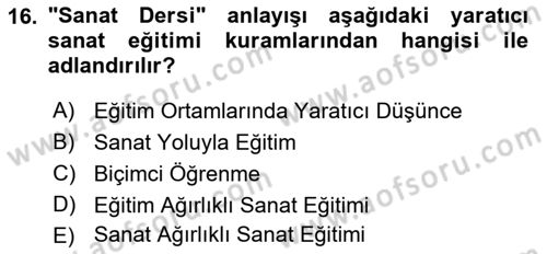 Görsel Tasarımda Yaratıcı Düşünme Teknikleri Dersi 2023 - 2024 Yılı (Vize) Ara Sınav Soruları 16. Soru