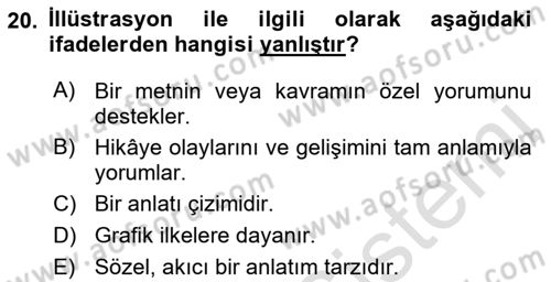 Görsel Tasarımda Yaratıcı Düşünme Teknikleri Dersi 2023 - 2024 Yılı (Vize) Ara Sınav Soruları 20. Soru