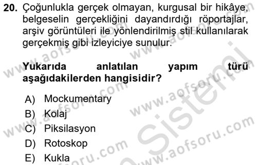 Görsel Tasarımda Yaratıcı Düşünme Teknikleri Dersi 2023 - 2024 Yılı (Final) Dönem Sonu Sınav Soruları 20. Soru