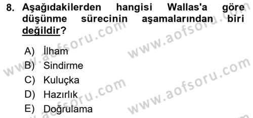 Görsel Tasarımda Yaratıcı Düşünme Teknikleri Dersi 2023 - 2024 Yılı (Final) Dönem Sonu Sınavı 8. Soru