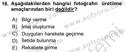 Görsel Tasarımda Yaratıcı Düşünme Teknikleri Dersi 2023 - 2024 Yılı Yaz Okulu Sınav Soruları 16. Soru