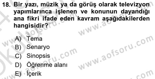 Görsel Tasarımda Yaratıcı Düşünme Teknikleri Dersi 2023 - 2024 Yılı Yaz Okulu Sınav Soruları 18. Soru