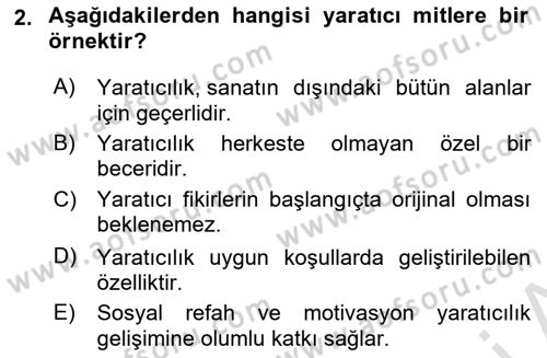 Görsel Tasarımda Yaratıcı Düşünme Teknikleri Dersi 2023 - 2024 Yılı Yaz Okulu Sınav Soruları 2. Soru