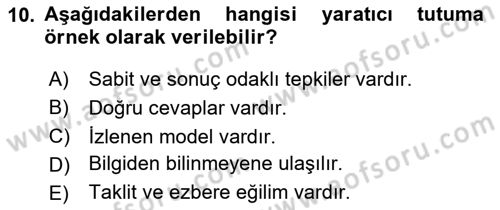 Görsel Tasarımda Yaratıcı Düşünme Teknikleri Dersi 2024 - 2025 Yılı (Vize) Ara Sınav Soruları 10. Soru