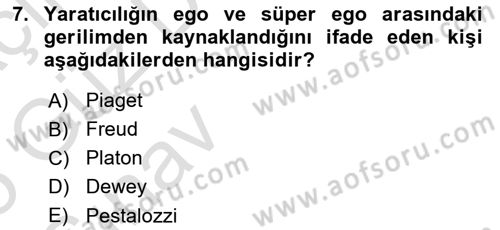 Görsel Tasarımda Yaratıcı Düşünme Teknikleri Dersi 2024 - 2025 Yılı (Vize) Ara Sınav Soruları 7. Soru