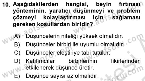 Görsel Tasarımda Yaratıcı Düşünme Teknikleri Dersi 2024 - 2025 Yılı Yaz Okulu Sınav Soruları 10. Soru