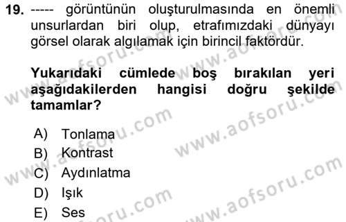 Görsel Tasarımda Yaratıcı Düşünme Teknikleri Dersi 2024 - 2025 Yılı Yaz Okulu Sınav Soruları 19. Soru