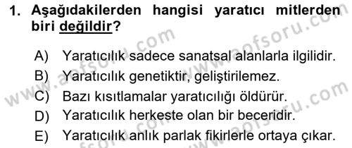 Görsel Tasarımda Yaratıcı Düşünme Teknikleri Dersi 2025 - 2026 Yılı (Vize) Ara Sınav Soruları 1. Soru