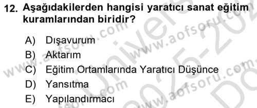 Görsel Tasarımda Yaratıcı Düşünme Teknikleri Dersi 2025 - 2026 Yılı (Vize) Ara Sınav Soruları 12. Soru