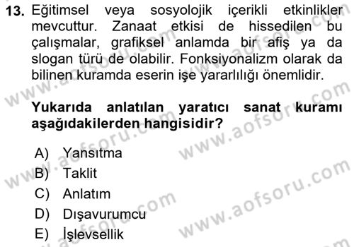 Görsel Tasarımda Yaratıcı Düşünme Teknikleri Dersi 2025 - 2026 Yılı (Vize) Ara Sınav Soruları 13. Soru