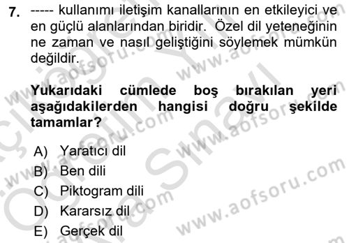 Görsel Tasarımda Yaratıcı Düşünme Teknikleri Dersi 2025 - 2026 Yılı (Vize) Ara Sınav Soruları 7. Soru