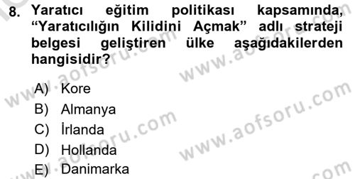 Görsel Tasarımda Yaratıcı Düşünme Teknikleri Dersi 2025 - 2026 Yılı (Vize) Ara Sınav Soruları 8. Soru