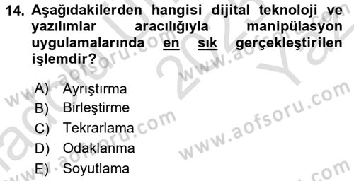 Görsel Tasarımda Yaratıcı Düşünme Teknikleri Dersi 2025 - 2026 Yılı Yaz Okulu Sınav Soruları 14. Soru