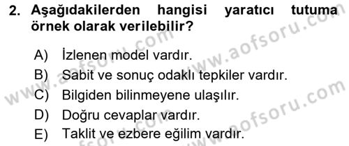Görsel Tasarımda Yaratıcı Düşünme Teknikleri Dersi 2025 - 2026 Yılı Yaz Okulu Sınav Soruları 2. Soru
