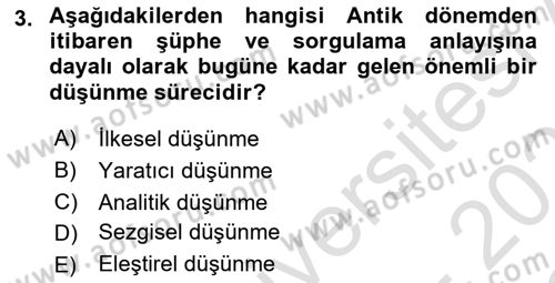 Görsel Tasarımda Yaratıcı Düşünme Teknikleri Dersi 2025 - 2026 Yılı Yaz Okulu Sınav Soruları 3. Soru