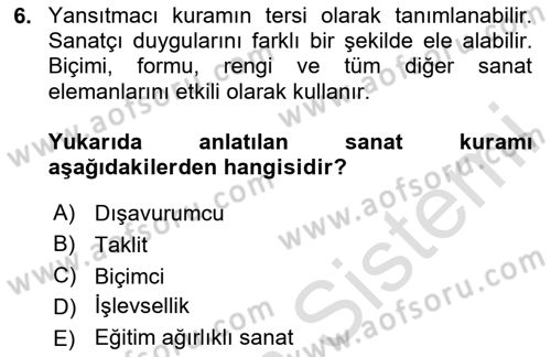 Görsel Tasarımda Yaratıcı Düşünme Teknikleri Dersi 2025 - 2026 Yılı Yaz Okulu Sınav Soruları 6. Soru