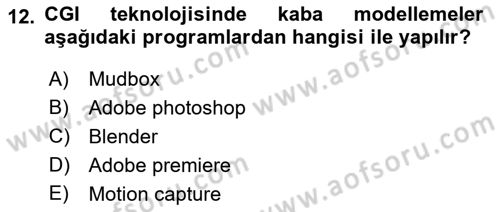 Dijital Görüntüleme İşleme Yöntemleri Dersi 2022 - 2023 Yılı Yaz Okulu Sınav Soruları 12. Soru