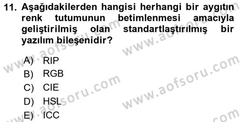 Dijital Görüntüleme İşleme Yöntemleri Dersi 2023 - 2024 Yılı (Vize) Ara Sınav Soruları 11. Soru