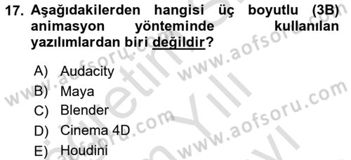 Dijital Görüntüleme İşleme Yöntemleri Dersi 2023 - 2024 Yılı (Vize) Ara Sınav Soruları 17. Soru