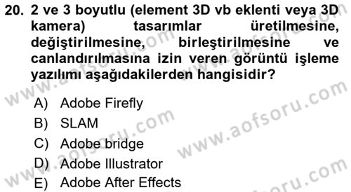 Dijital Görüntüleme İşleme Yöntemleri Dersi 2023 - 2024 Yılı (Vize) Ara Sınav Soruları 20. Soru