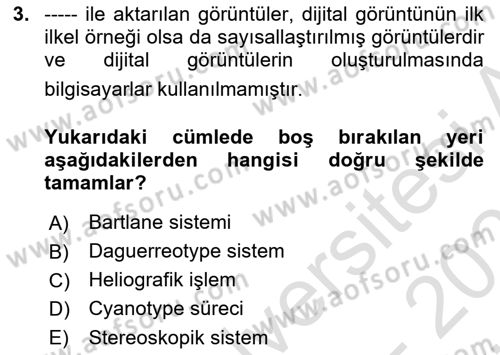 Dijital Görüntüleme İşleme Yöntemleri Dersi 2023 - 2024 Yılı (Vize) Ara Sınav Soruları 3. Soru