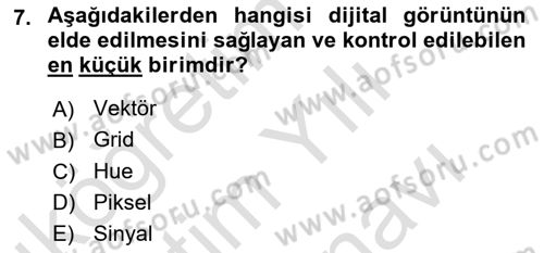 Dijital Görüntüleme İşleme Yöntemleri Dersi 2023 - 2024 Yılı (Vize) Ara Sınav Soruları 7. Soru