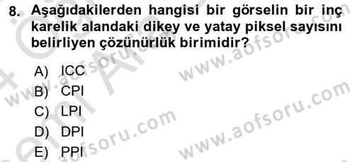 Dijital Görüntüleme İşleme Yöntemleri Dersi 2023 - 2024 Yılı (Vize) Ara Sınav Soruları 8. Soru