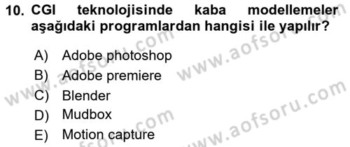 Dijital Görüntüleme İşleme Yöntemleri Dersi 2023 - 2024 Yılı (Final) Dönem Sonu Sınav Soruları 10. Soru