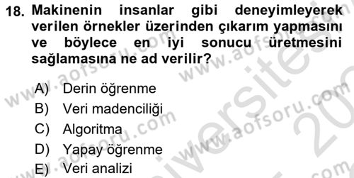 Dijital Görüntüleme İşleme Yöntemleri Dersi 2023 - 2024 Yılı Yaz Okulu Sınav Soruları 18. Soru