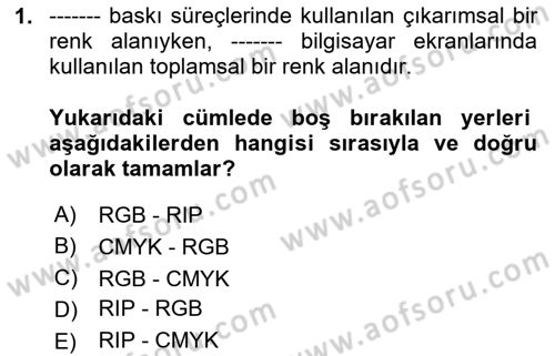 Dijital Görüntüleme İşleme Yöntemleri Dersi 2024 - 2025 Yılı (Vize) Ara Sınav Soruları 1. Soru